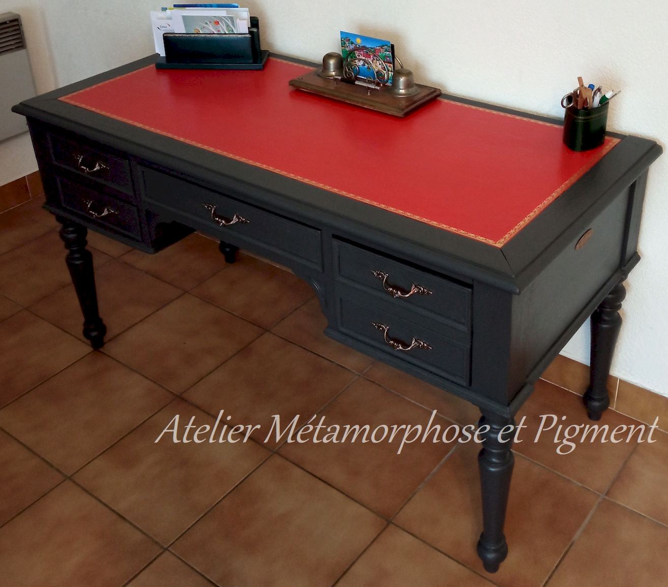 Bureau avec dessus cuir relook