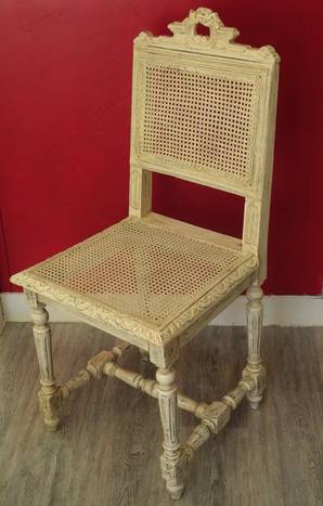 chaise henri II blanc vieilli fini
